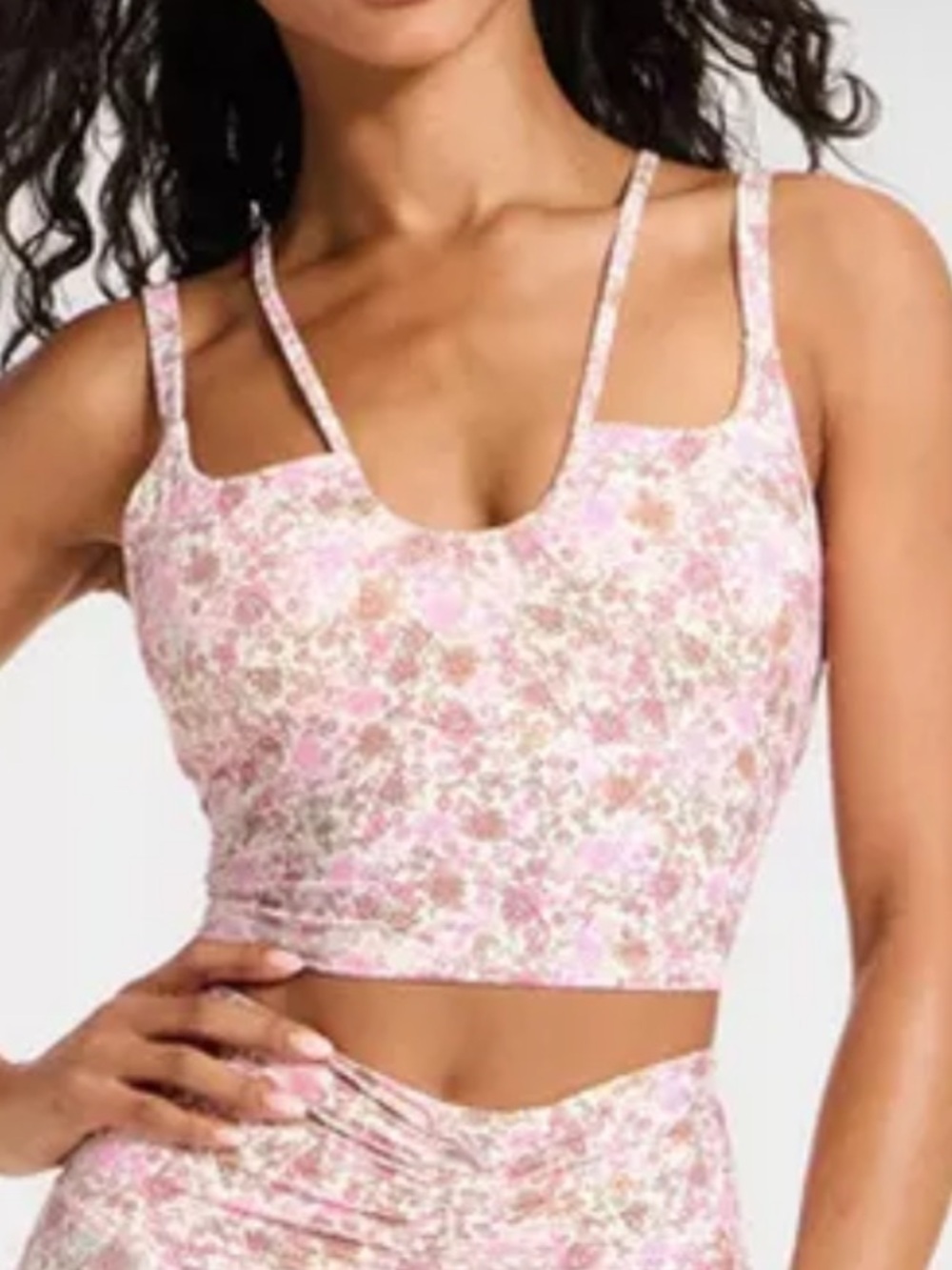 JoyLab Floral Pink Crop Workout Tank